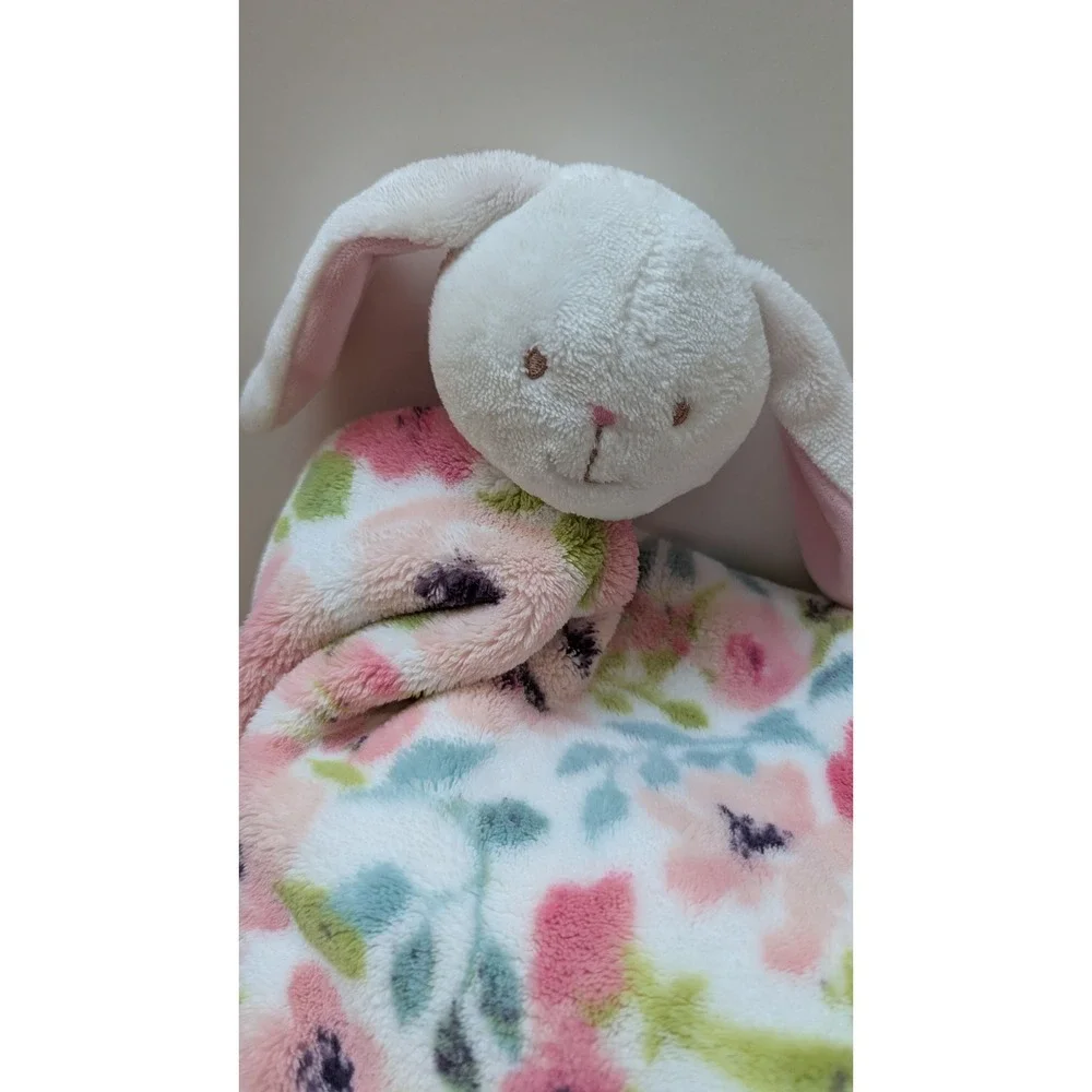 Thro Baby Large Plush Bunny Rabbit Lovey Security Blanket Pink Floral